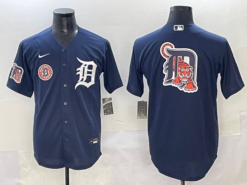 Men 2025 Detroit Tigers Blank Dark Blue Game Nike MLB Jersey style 14